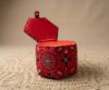 Picture of Handcrafted Terracotta Red Kantha Embroidery Hexagonal Storage Box – Santiniketan Fabric Organiser