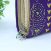 Picture of Handcrafted Purple Kantha Embroidery Double-Zipper Wallet – Santiniketan Long Fabric Clutch