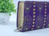 Picture of Handcrafted Purple Kantha Embroidery Double-Zipper Wallet – Santiniketan Long Fabric Clutch