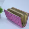 Picture of Handcrafted Pink Kantha Embroidery Double-Zipper Wallet – Santiniketan Long Fabric Clutch