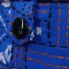 Picture of Handcrafted Royal Blue Kantha Embroidery Hexagonal Storage Box – Santiniketan Fabric Organiser