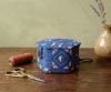 Picture of Handcrafted Royal Blue Kantha Embroidery Hexagonal Storage Box – Santiniketan Fabric Organiser