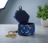 Picture of Handcrafted Royal Blue Kantha Embroidery Hexagonal Storage Box – Santiniketan Fabric Organiser